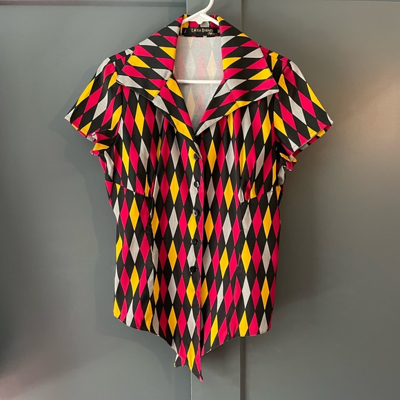 Pinup Girl Clothing Ridley Top Harlequin - Picture 3 of 5